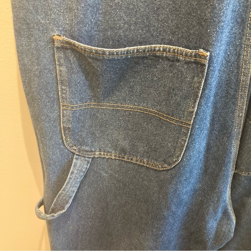 BOXER AMERICAN Sz L  Carpenter Style Mid Wash Overalls - Picture 12 of 13